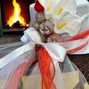 Festive White and Red Decorative Hat